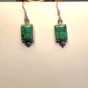 Green Turquoise Sterling Silver Earrings